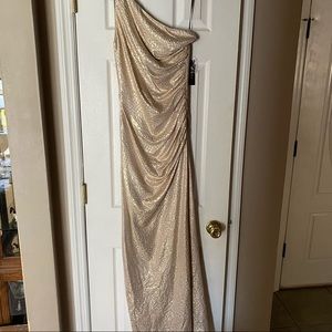 Long one sleeve evening dress.